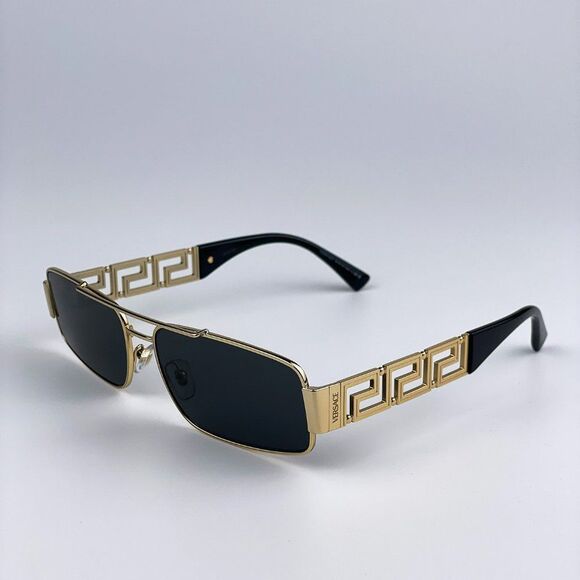 Versace VE2257 100287 Sunglasses Gold Dark Grey Metal Pilot Unisex - Picture 10 of 14